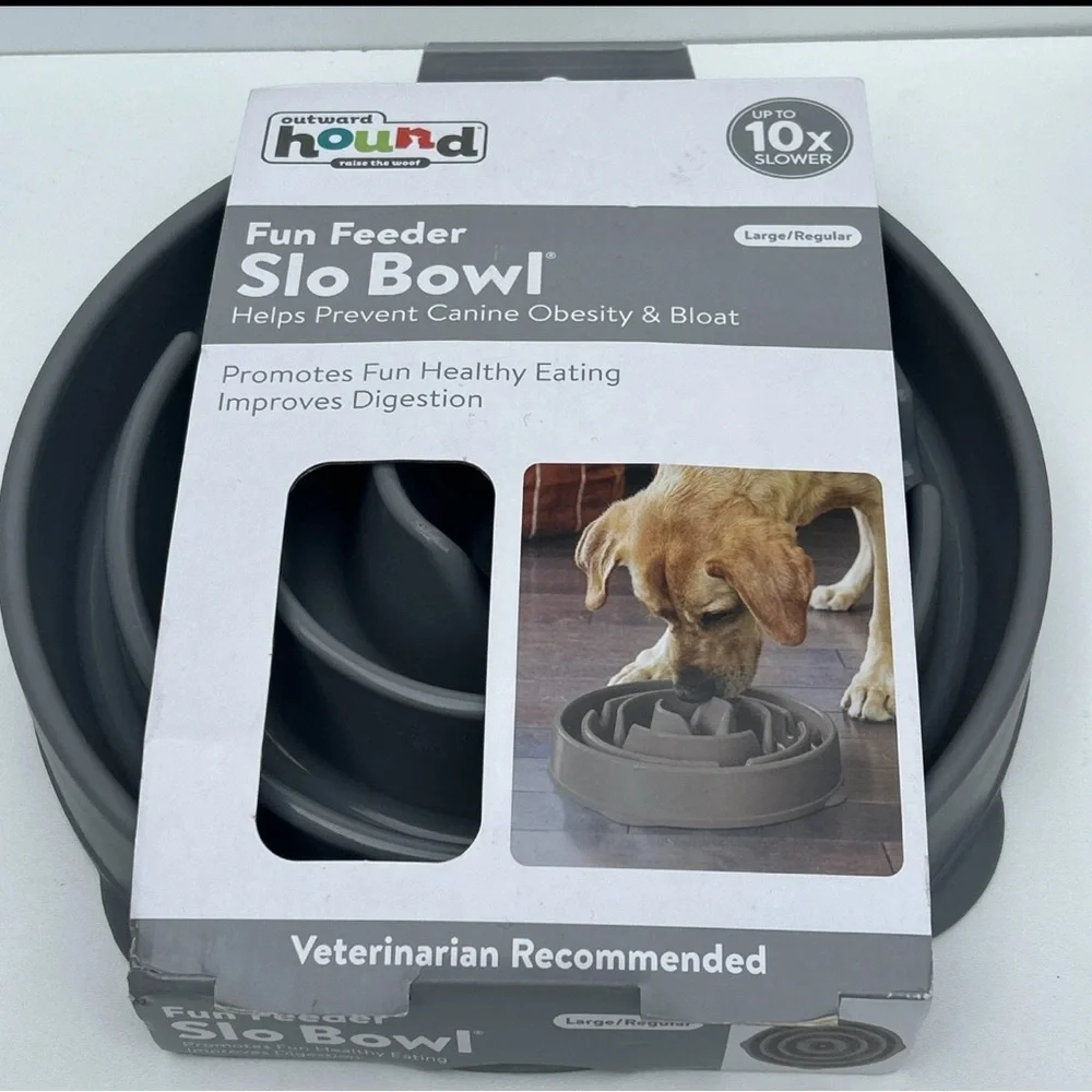 New Sz Large Outward Hound Fun Feeder Slo Slow Bowl Prevent Dog Obesity & Bloat